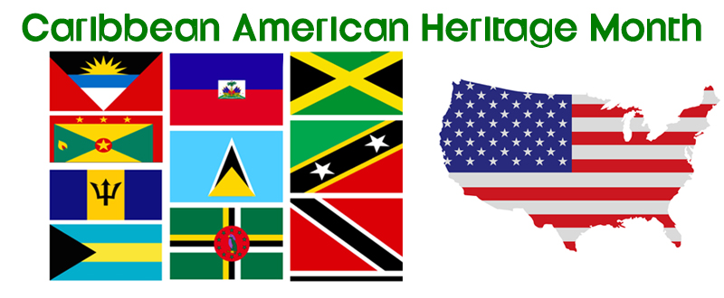 caribbean-american flags of the caribbean and the US for caribbean american heritage month