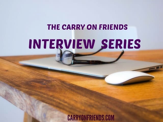 carry on friends interview series with macbook glasses and desk