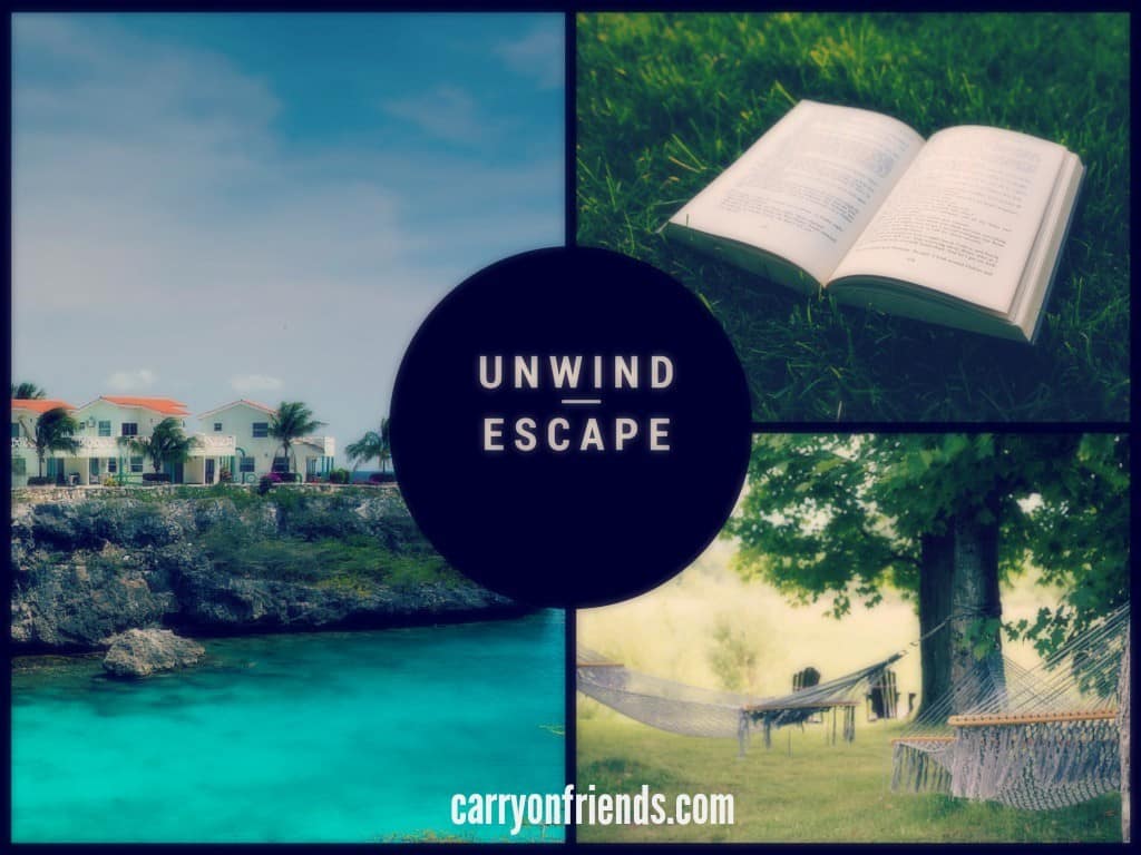 unwind escape in a hammock an open book or a house on a cliff overlooking the beach