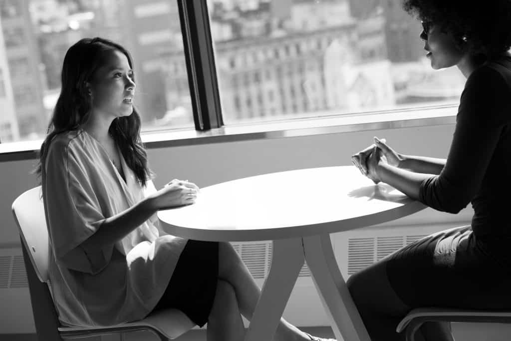 Women sitting in an interview for hiring